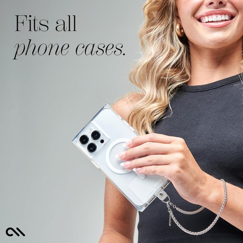 CASE-MATE Phone Charm with Silver Chain - Detachable Anti Theft Strap - Hands-Free iPhone Wrist Strap for Women - Phone Wristlet for Galaxy, Pixel and More - Dainty Silver Chain - Image 3